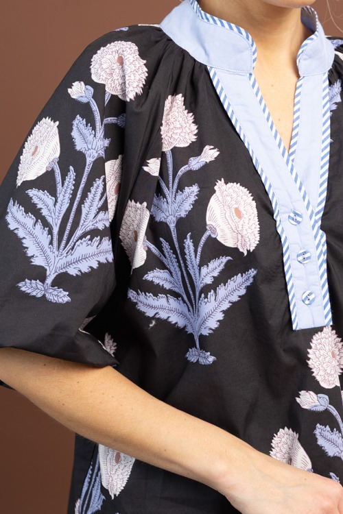 My Stripe Floral Top, Black Lt. Blue - 1103-59h.jpg