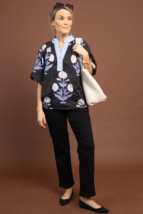 My Stripe Floral Top, Black Lt. Blue - 1103-60.jpg