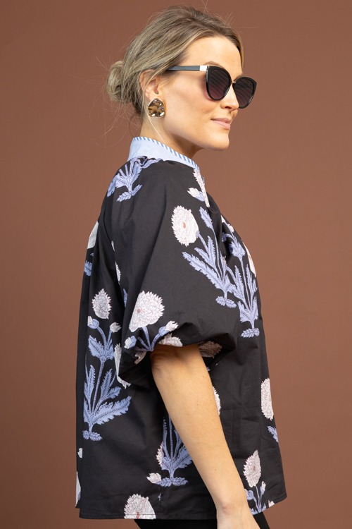 My Stripe Floral Top, Black Lt. Blue - 1103-63.jpg