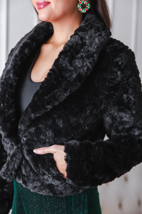 Lillian Fur Coat, Black - New Arrivals - The Blue Door Boutique