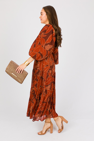 Leaf Smock Maxi, Brown/Rust