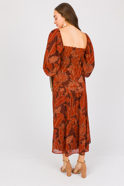 Leaf Smock Maxi, Brown/Rust