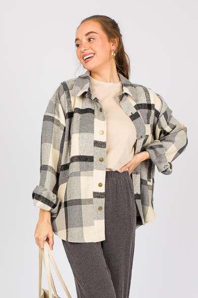 Dixie Plaid Shacket, Natural Mix