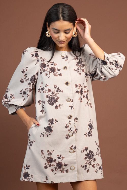 Sophisticated Floral Dress, Lt. Mocha - 1104-125h.jpg