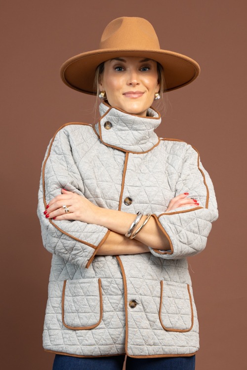 Suede Trim Quilted Jacket, Grey - 1104-16.jpg