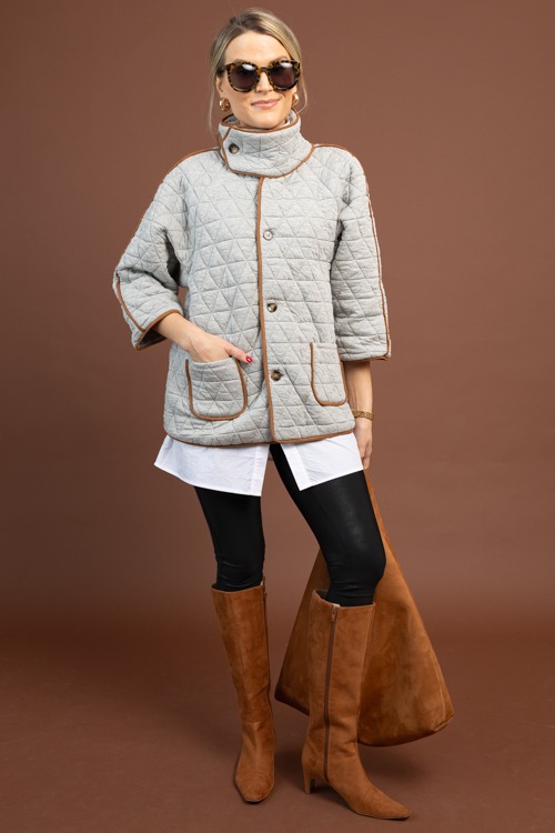 Suede Trim Quilted Jacket, Grey - 1104-21.jpg