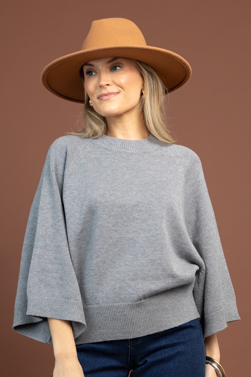 Raglan Sleeve Sweater, Grey
