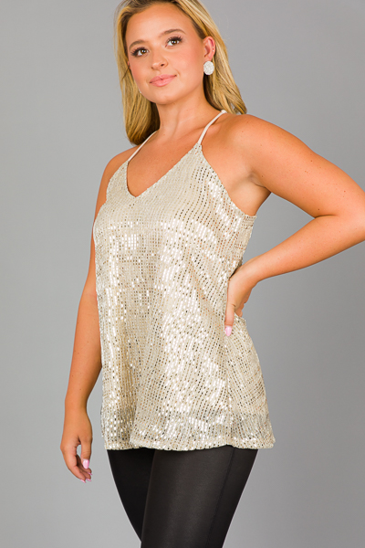 Gold Sparkle Swing Tank, Champagne