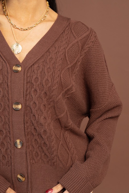 Cable Knit Button Cardi, Brown - 1104-34.jpg