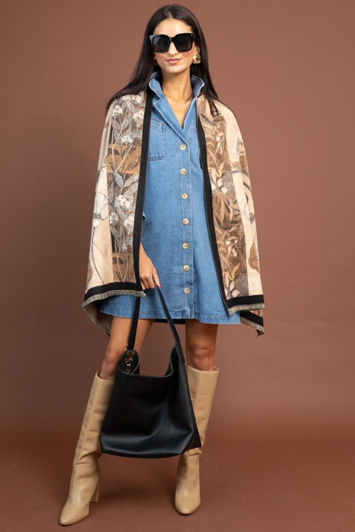 Vintage Floral Scarf, Khaki Beige - 1104-63h.jpg