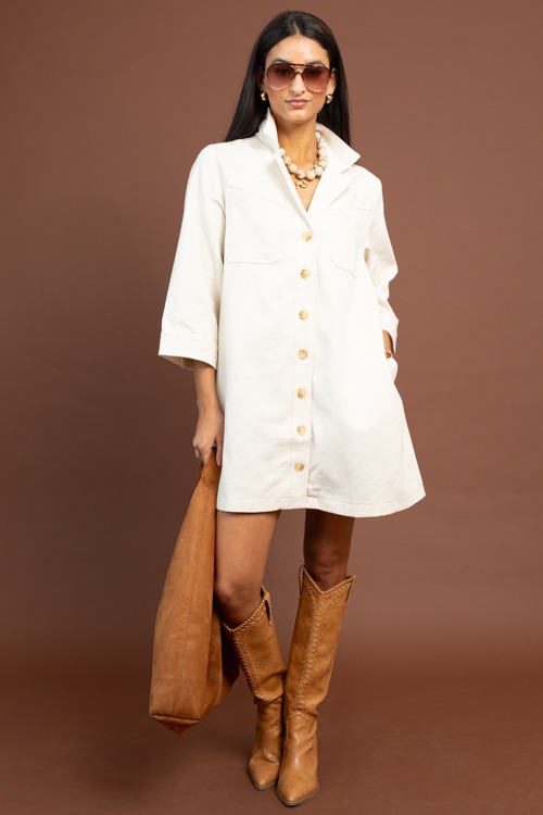 Celeste Shirt Dress, Ecru