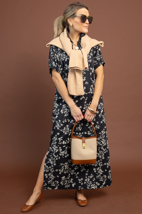 Branch Out Floral Midi, Black