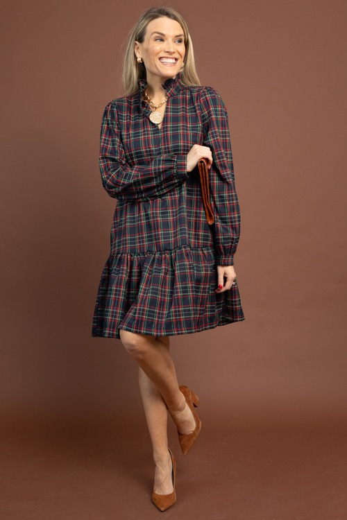 Tess Tartan Dress, Navy