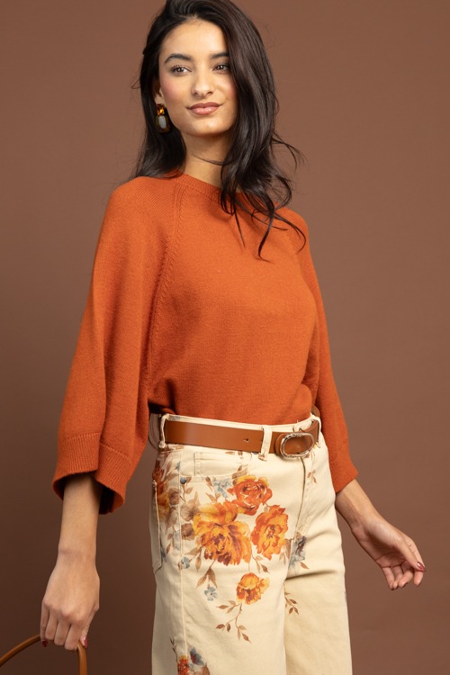 Lena Solid Sweater, Rust
