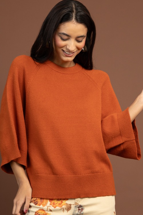 Lena Solid Sweater, Rust