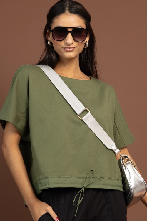 Draw Hem Top, Olive