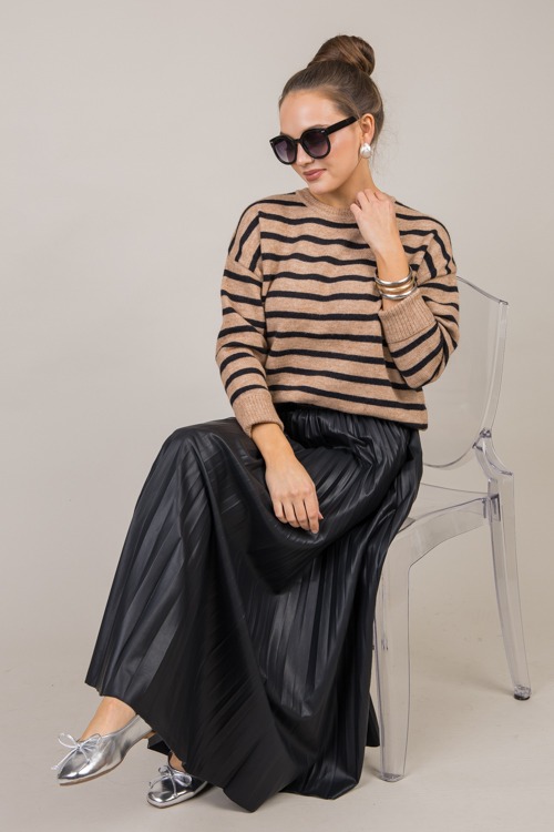 Leather Pleated Maxi Skirt, Black - 1105-123.jpg