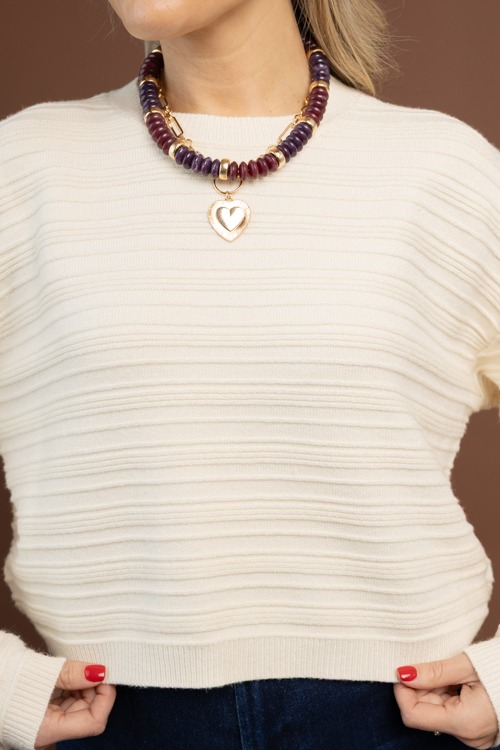 Waist Length Texture Sweater, Cream - 1105-145.jpg