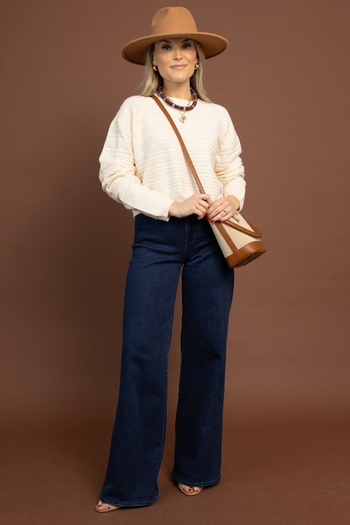 Waist Length Texture Sweater, Cream - 1105-146.jpg