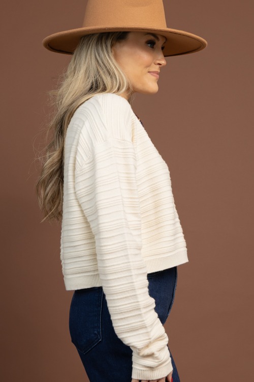 Waist Length Texture Sweater, Cream - 1105-148.jpg