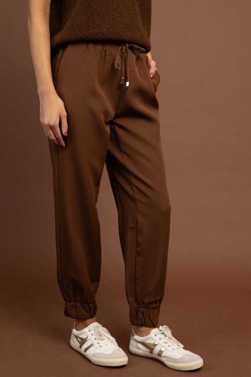 Woven Stretch Joggers, Brown - 1105-181.jpg