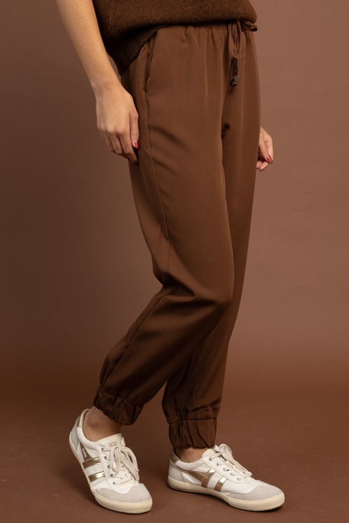 Woven Stretch Joggers, Brown - 1105-182.jpg