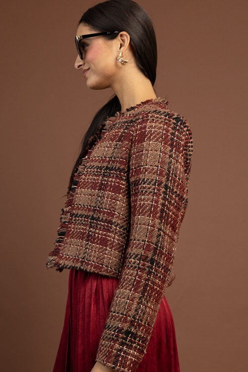 Tweed Open Front Jacket, Wine - 1105-51.jpg