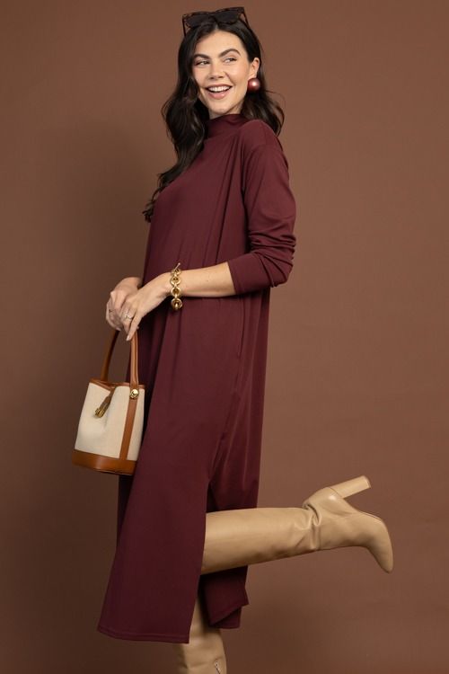 Knit Mock Neck Maxi, Burgundy - 1105-67.jpg
