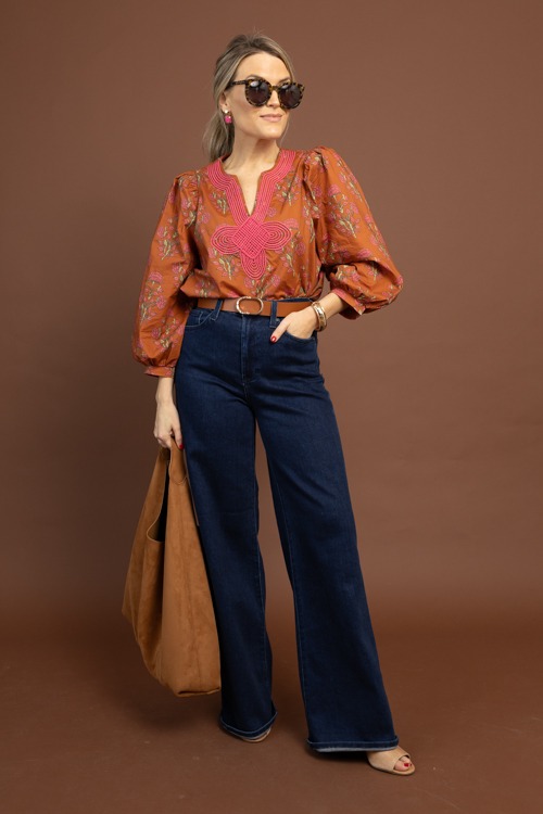 Floral Trim Detail Top, Brown - 1105-68p.jpg