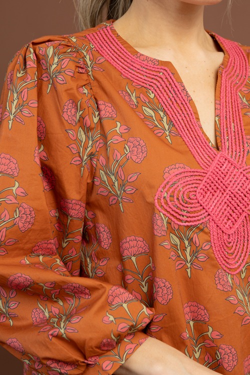 Floral Trim Detail Top, Brown - 1105-69h.jpg