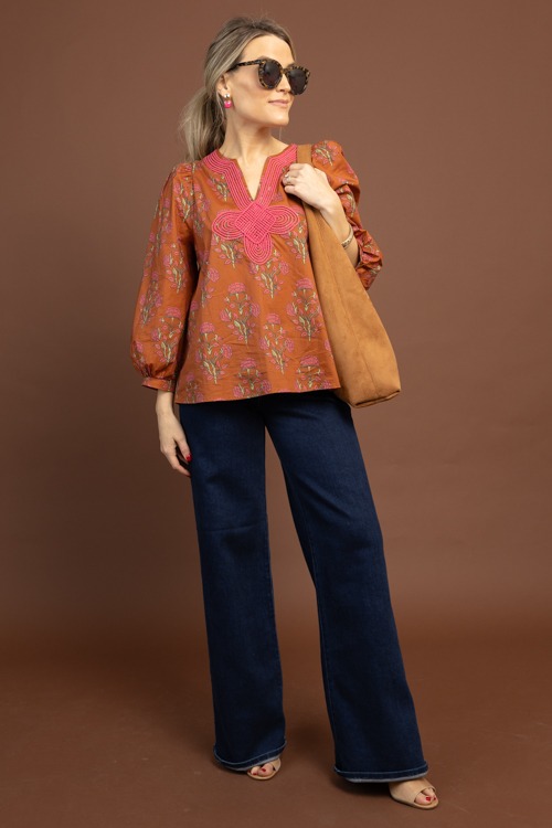 Floral Trim Detail Top, Brown - 1105-71.jpg