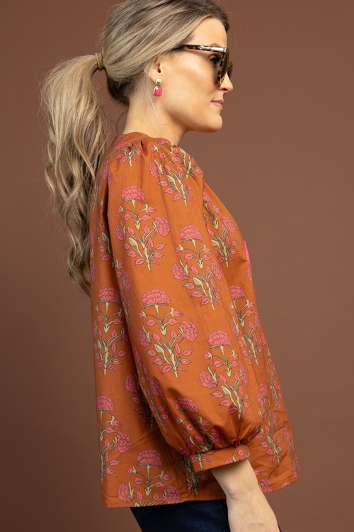 Floral Trim Detail Top, Brown - 1105-72.jpg
