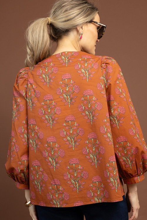 Floral Trim Detail Top, Brown - 1105-73.jpg