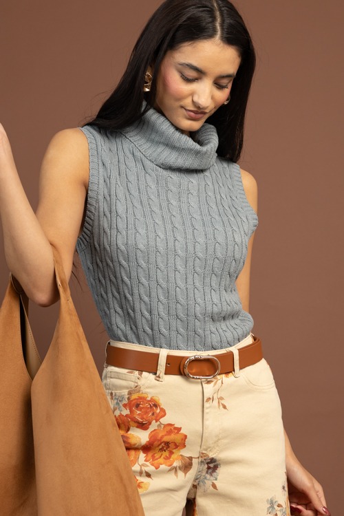 Kendra Cable Sweater, Teal