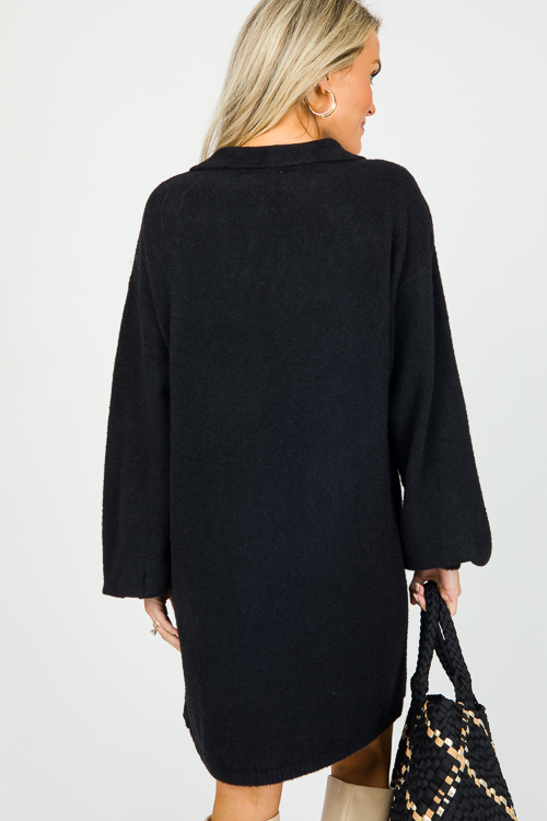 Collar Sweater Dress, Black