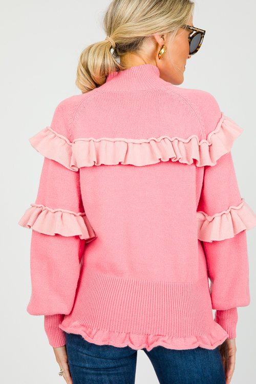 Sweetest Ruffle Sweater, Pink