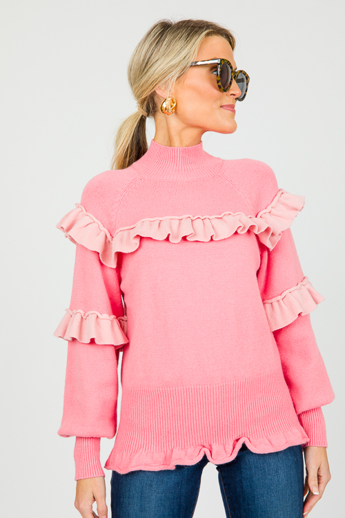 Sweetest Ruffle Sweater, Pink