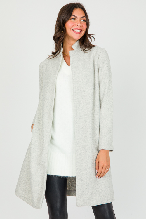 Gray Stretch Coat - New Arrivals - The Blue Door Boutique