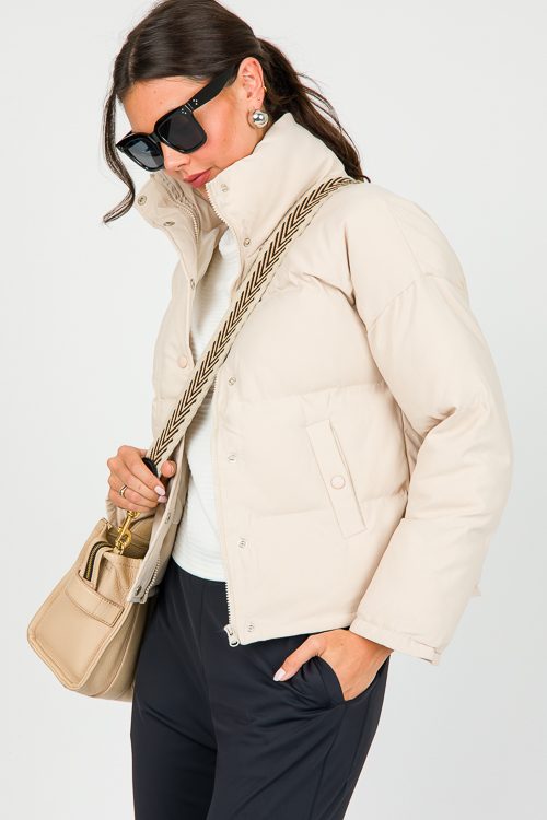 Solid Puffer Jacket, Ecru