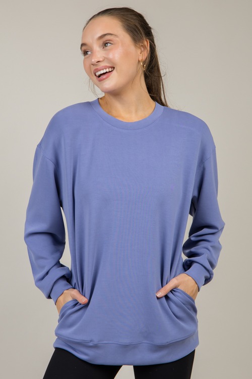 Oversized Creamy Crew Neck, Blue