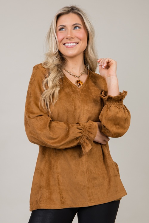 Abigail Suede Top, Caramel