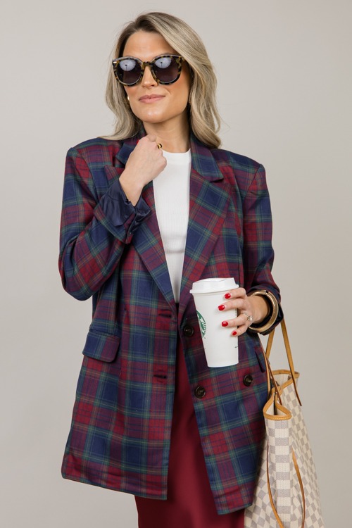 Plaid Double Breasted Blazer