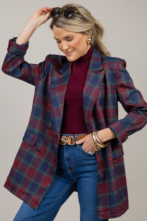 Plaid Double Breasted Blazer