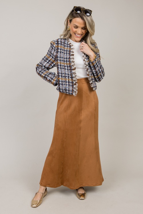 Suede Maxi Skirt, Camel