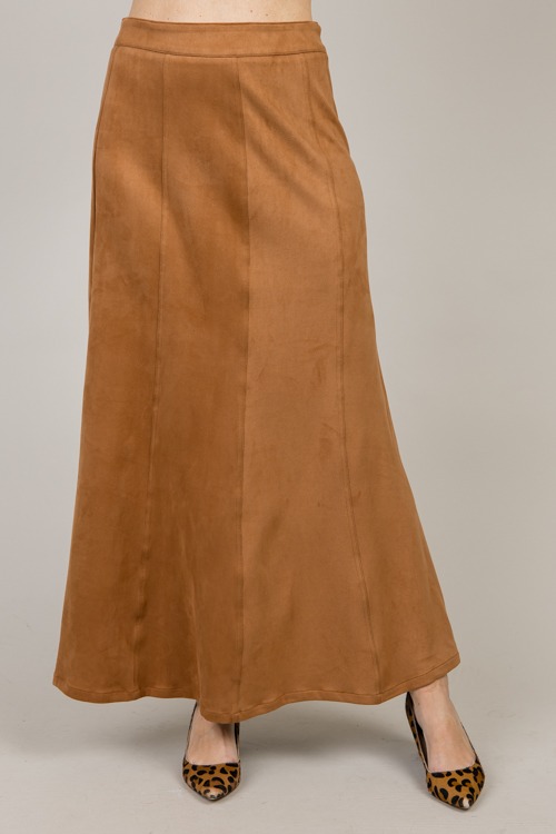 Suede Maxi Skirt, Camel