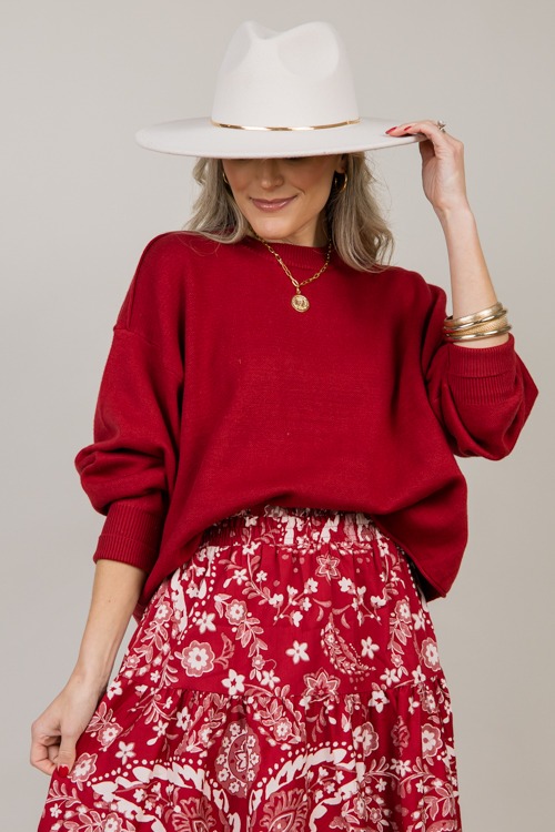 Tilly Crop Sweater, Burgundy