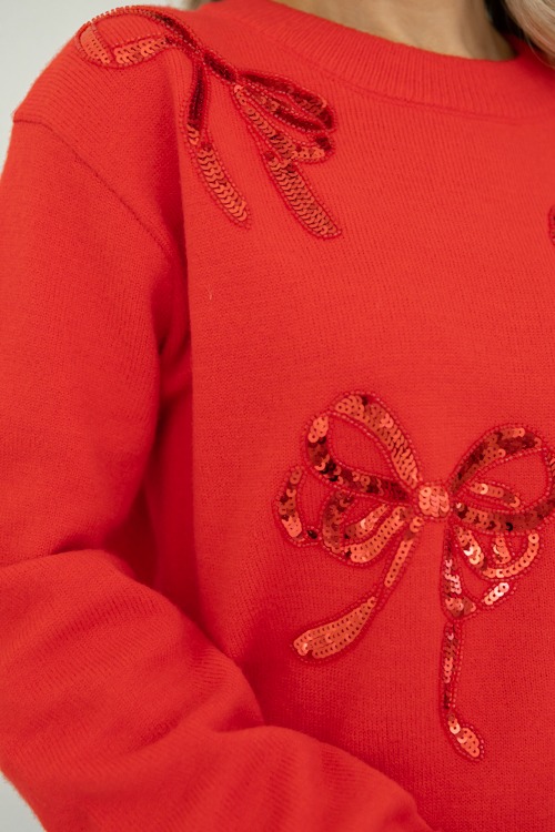 Sequined Ribbon Sweater, Red - 1107-162h.jpg