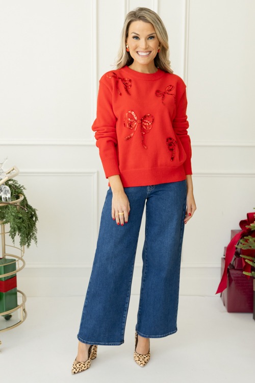 Sequined Ribbon Sweater, Red - 1107-164.jpg