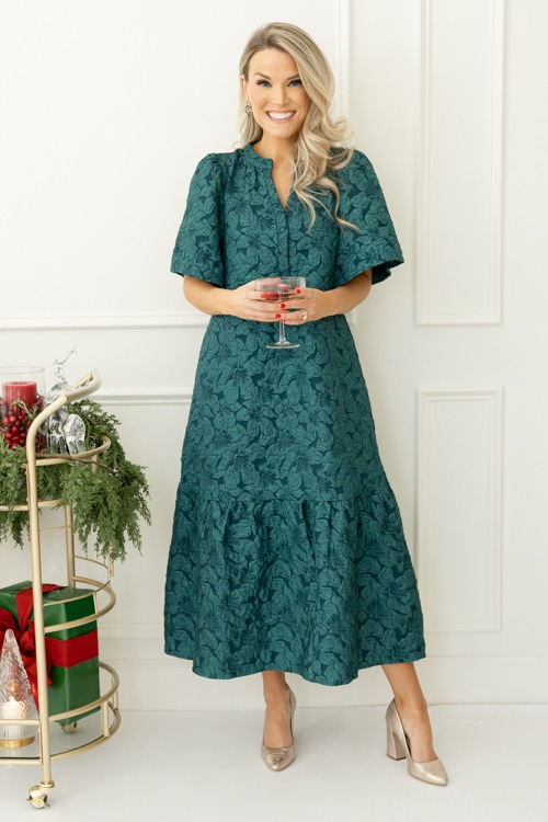 Ellie Jacquard Midi, Emerald