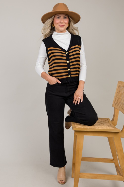 Helen Stripe Vest, Black/Camel - 1107-183.jpg